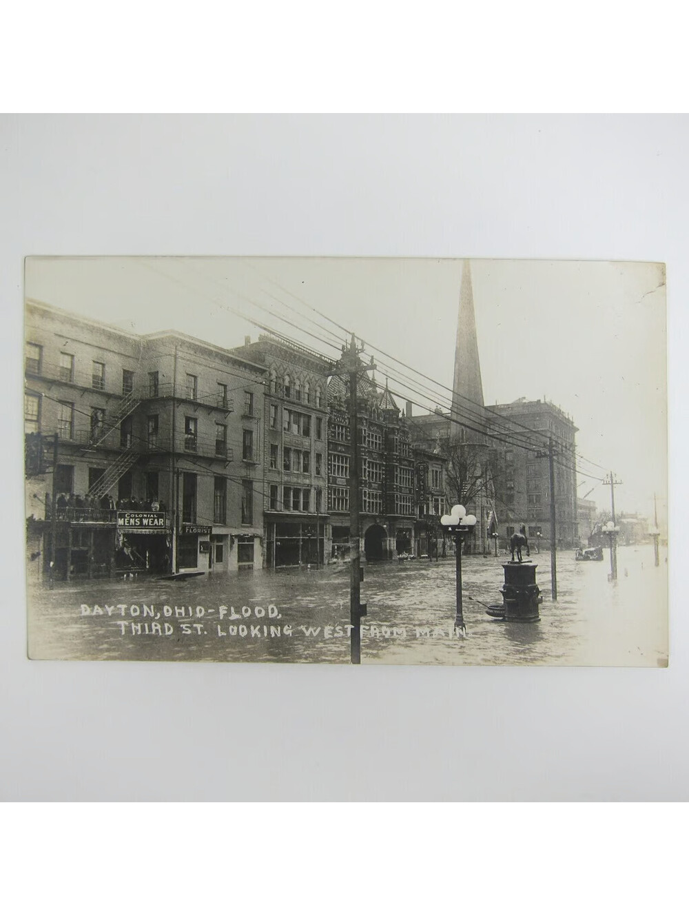Real Photo Postcard RPPC 1913 Dayton Ohio Flood 3rd St West From Main Antique